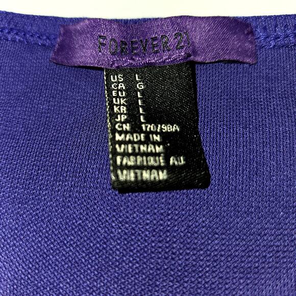 Forever 21 Large Purple Women's Sleeveless Leather Back Dress Miss Size 14 16  L - Picture 3 of 6